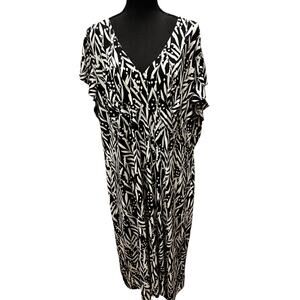London Times Women’s V-Neck Ruffle Sleeve Midi Dress Plus Size 22W